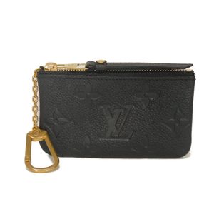 Pre-owned LOUIS VUITTON Pochette Cle, current model, LV logo, flower embossed, black, gold key ring, coin purse, wallet, mini wallet, Monogram Empreinte Noir, coin case, M80879