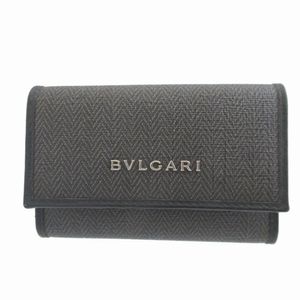 Excellent condition Bulgari Weekend coated canvas gray/black 6-key case 0078 [Used] BVLGARI