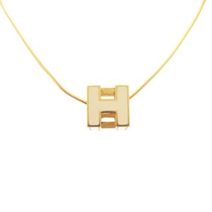 미품 헤르메스 카쥬도 애쉬 H큐브 143211F 메탈/아이보리 목걸이 1242 【중고】HERMES