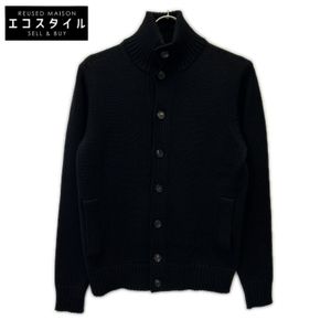 Zanone 810100 ZR229 Black 5-gauge wool stand collar knit cardigan CHIOTO SLIM FIT 44 [Used]