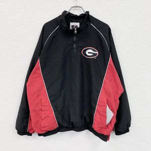 90年代 - 58 SPORTS 半拉鍊套頭夾克，附貼布，插肩袖，黑色，RED， 2XL 尺寸（古著）