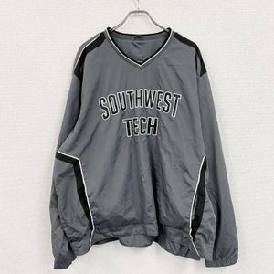 90 年代 Holloway 套頭夾克，V 領，貼布，拱形印花，灰色，2XL 碼，古著