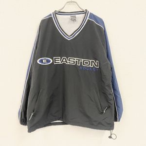 90年代 EASTON 尼龍套頭夾克，V領，刺繡Logo，貼布，復古款，黑色，L碼（古著）