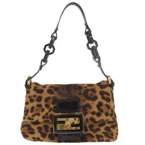 Excellent condition Fendi Mini Mamma Baguette leopard print 8BR180 calfskin Braun handbag shoulder bag 0249 [Used] FENDI