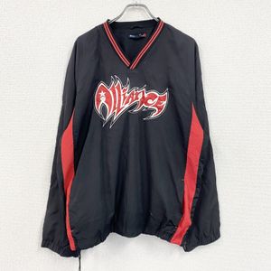Sport-Tek 套頭夾克，V 領，帶貼布，黑色/紅色， XL 碼，古著