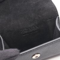 【중고 두 손】 프라다 PRADA 휴대폰・스마트폰 액세서리 트라이앵글 로고 AirPods 케이스 2TT106 블랙 사피아노 레더 트라이앵글 로고 AirPods 케이스