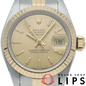 롤렉스 데이트 저스트 레이디스 시계 Datejust Ladies 69173(E) 보증서 K18YG/SS 레이디스 시계 샴페인 칼라 마무리 완료 1991년 미품 【중고】