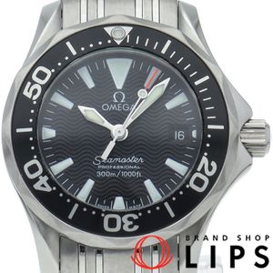 オメガ シーマスター300M クォーツ 29.2mm Seamaster 300M Quartz 29.2mm 2282.50 SS レディース時計 ブラック 仕上げ済 美品 【中古】