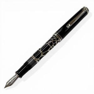 全新 ▼PERIKAN 復古限量版高第精神 AG925 鋼筆，18K 金筆尖 (M)，高迪誕辰 150 週年紀念，黑/銀色，德國製造，男士