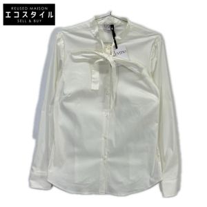 เสื้อเชิ้ตผ้าฝ้ายสีขาวผูกโบว์ Red Valentino XR3ABI65 ไซส์ 42 [มือสอง]