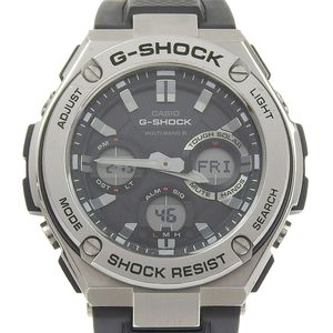카시오 CASIO G-SHOCK 손목시계 GST-W110 스테인리스 스틸×러버 솔러 전파 시계 아나데지 표시 블랙 문자판 G-SHOCK 맨즈【중고】