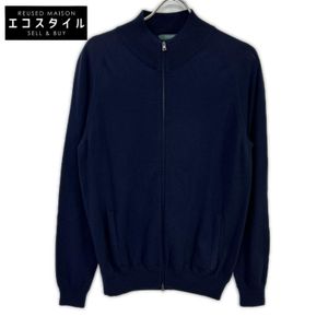 Zanone 812133 ZY274 Navy Virgin Wool Stand Collar Zip-Up Knit Jacket Size 48 [Used]