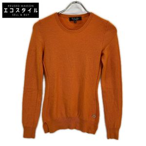 Loro Piana FAG1197 Orange Baby Cashmere Knit Sweater with Logo Plate, Size 38 [Used]