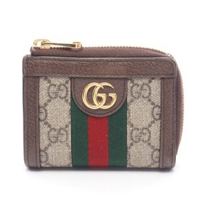 [Used, Second-hand] Gucci Ophidia GG Supreme Coin Case 644333 Beige/Dark Braun Leather Ophidia L-shaped Zip Wallet Women's Used B