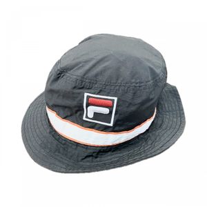 FILA bucket hat, black, embroidered logo, vintage.