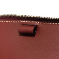 二手愛馬仕 Agenda Zip 光滑皮革波爾多紅卡包，圓形拉鍊，Veau Chamonix Rouge H 皮革，筆記本套