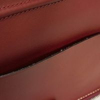 二手愛馬仕 Agenda Zip 光滑皮革波爾多紅卡包，圓形拉鍊，Veau Chamonix Rouge H 皮革，筆記本套