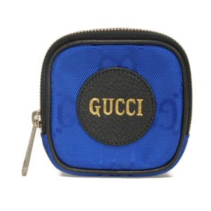 Used GUCCI Off the Grid Mini Pouch with Foil-Stamped Logo, Embossed Double G, Black, Key Hook, GG Nylon, Blue Coin Case (645060)