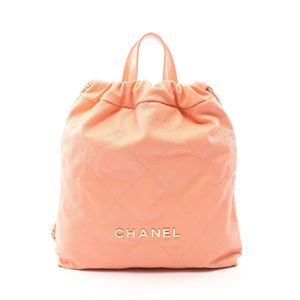 【中古】 シャネル CHANEL リュックサック バックパック シャネル 22 ラージ AS3313 コーラルピンク キャビアスキン(グレインドカーフ) CHANEL22 マトラッセ チェーンバックパック