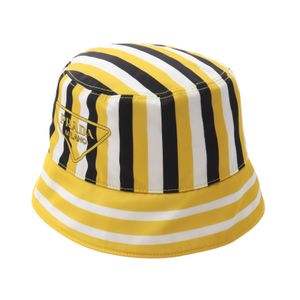 [Used] Prada PRADA Re-Nylon Striped Bucket Hat Yellow Nylon Bucket Hat Women's Used A