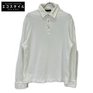 Loro Piana FAI1311 Optical White Pullover Long-Sleeve Polo Shirt, Size L [Used]