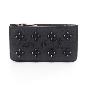 [Used] Christian Louboutin Coin Case Studded Card Case Black Leather Studded Card Case Women's Used A