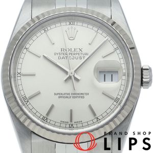 롤렉스 데이트 저스트 남성 시계 Datejust Mens 16234(Y) 상자 국제 서비스 보증서 K18WG/SS 남성 시계 실버 마무리 2002년 미품