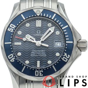 오메가 씨 마스터 300M 석영 28mm Seamaster 300M Quartz 28mm 2583.80 SS 여성 시계 블루 마무리 된 미품 【중고】