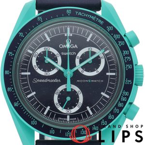 スウォッチ オメガ×スウォッチ バイオセラミック ムーンスウォッチ ミッション オン アース ポーラライツ MISSION TO Polar Lights SO33L103 箱 保証書 バイオセラミック/ナイロン メンズ時計 ブラック 美品 【中古】