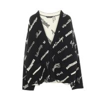 中古】 バレンシアガ BALENCIAGA カーディガン ロゴ 総柄 Vネック 