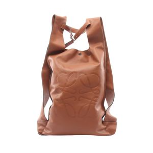 【二手】 LOEWE Anagram Shopper 雙肩包 31777AA90ブラウン皮革 Anagram Shopper 雙肩包 女款 二手