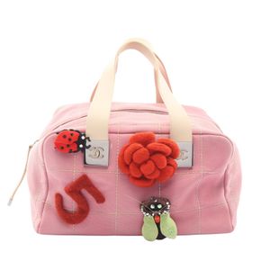 [Used] Chanel CHANEL Handbag Chocolate Bar No. 5 Camellia Pink Canvas Leather Chocolate Bar No. 5 Camellia Boston Bag Women's Used B