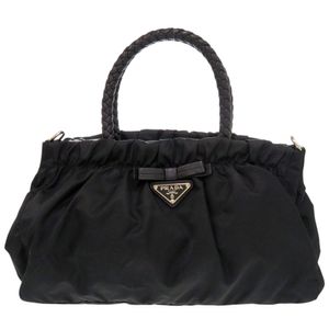 Excellent condition Prada TRSSUTO BOW RIBON BN1631 nylon leather black handbag 0405 [Pre-owned] PRADA