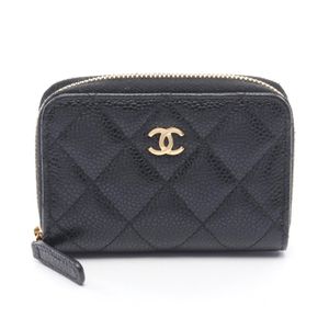 [Pre-owned] Chanel Classic Zip Coin Purse, Matelassé, Black Caviar Skin (Grained Calfskin) Coin Case