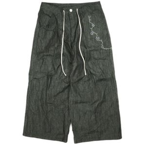 Danke Schon 던케셰인 DENIM TUCK BAGGY PANTS 스터드 디자인 데님 버기 팬츠 Free BLACK 샘플품 와이드 보텀스【중고】【Danke Schon】