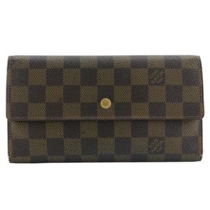 루이비통 LOUIS VUITTON 포르토트레졸 인터내셔널 긴 지갑 3접기 N61215 다미에 캔버스 2006년 차 FL0076 스냅 버튼 Porte Tresor International 유니섹스【중고】