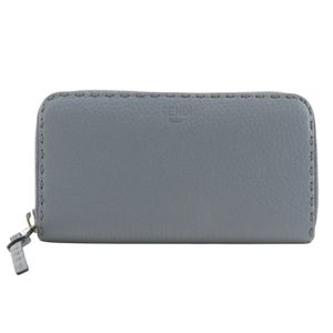 펜디 FENDI 라운드 지퍼 긴 지갑 셀레리아 8M0374 가죽 하늘색 지퍼 Zip Around 여성 [중고]