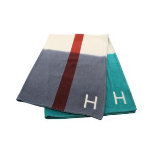 【二手】愛馬仕 HERMES 格紋 H 染色羊絨毯 男女通用 二手 A