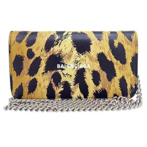 Excellent condition Balenciaga chain shoulder bag, leopard print, 593785, leather shoulder bag, leopard print, 0414 [Used] BALENCIAGA