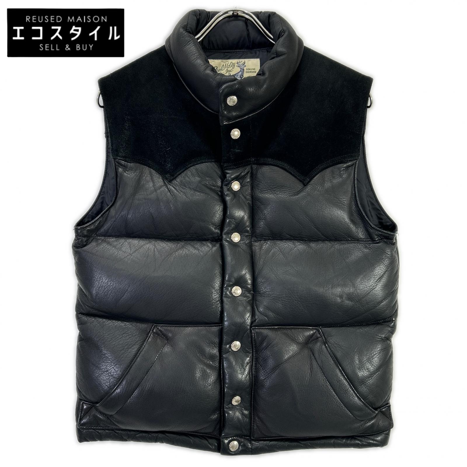 The REAL McCoy's MJ10145 Black Deerskin Down Vest, Size 36 [Used