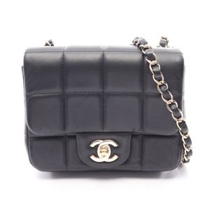 [Used] Chanel CHANEL Shoulder Bag Chocolate Bar Mini Flap AS3744 Black Lambskin (Sheepskin) Chocolate Bar Mini Flap Bag Women's Used A