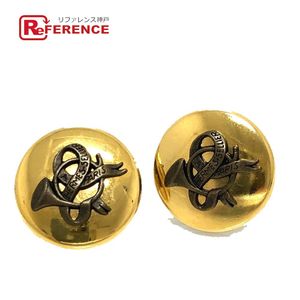 HERMES Round Horn Earrings