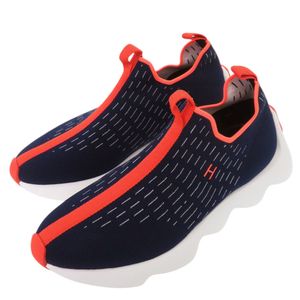 Unused Hermes Eclair sneakers with H logo, size 41.5 (Japanese size 26.5cm), knit, navy, orange, and white. Item number 1243. [Pre-owned] HERMES Men's.