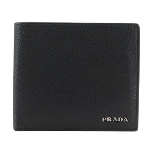 Prada PRADA Bi-fold Wallet 2MO513 Leather NERO Black Open Two-fold Men's [Used]