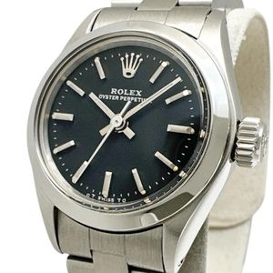 ROLEX/ロレックス オイスターパーペチュアル 6718 腕時計 ステンレススチール 自動巻き/オートマ 3番台（1971年） ブラック文字盤/シルバーベルト レディース 【中古】