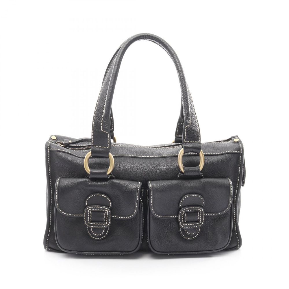 [Used] Celine CELINE handbag, black leather, women's handbag, Used B ...