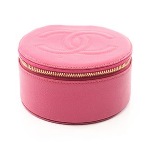 [Used] Chanel Coco Mark Jewelry Case, Magenta, Caviar Skin (Grained Calf), Women's, Used A