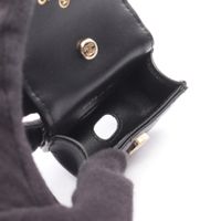 [Used] Chanel CHANEL Mobile Phone/Smartphone Accessory Matelassé AirPods Case with Shoulder Strap, Black Lambskin (Sheepskin), Matelassé Pearl Chain AirPods Case