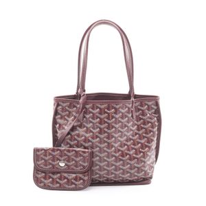 【二手】Goyard GOYARD托特包 Anjou 迷你手拿包 雙面可用 ANJCROMINCG33TY33P 酒紅色 PVC 塗層帆布 皮革 Ange 迷你手拿包