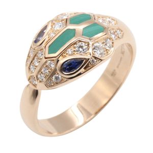 【二手】寶格麗(BVLGARI ) Serpenti系列藍寶石鑽石孔雀石戒指 356208 K18PG（粉金）鑽石 Serpenti 藍寶石鑽石孔雀石戒指